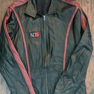 Vintage N7 Small Black/Red Mens Motorcycle Leather Jacket Lined Street wear